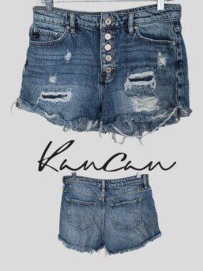 Kancan Distressed Denim Jean Casual Summer Shorts 100% Cotton  Womens 7